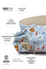 Kokopatik Organic Cotton Baby Booties, Non-Slip Sole, Newborn Shoe, Indoor/Creche Footwear, Baseball