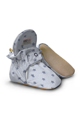 White Denim Pattern, Non-Slip Sole, Organic Cotton Lined, Unisex Baby Slippers