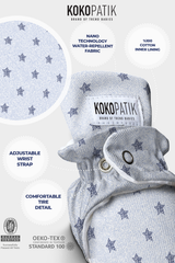 White Denim Pattern, Non-Slip Sole, Organic Cotton Lined, Unisex Baby Slippers