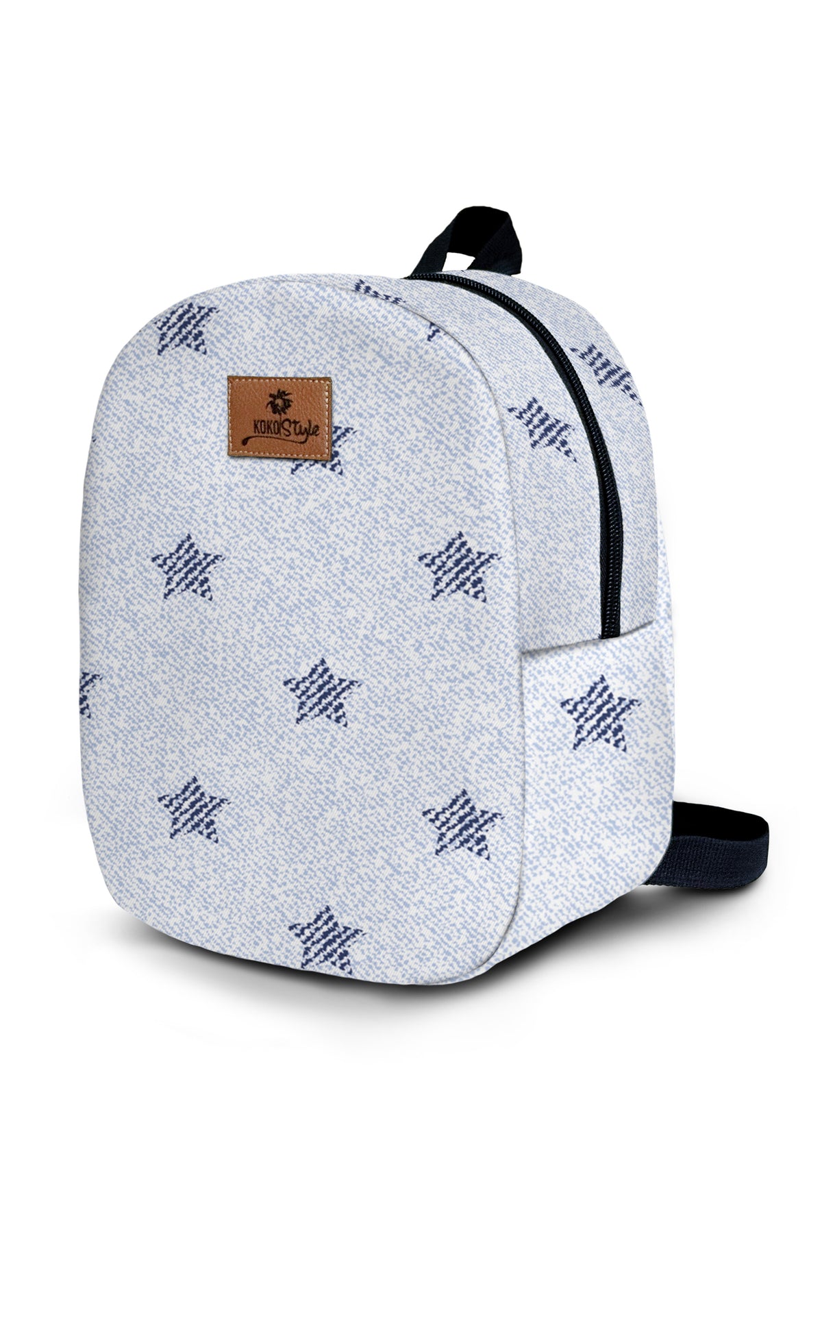 White Denim Pattern Toddler Backpack – Small Size Kids Backpack for Ages 1–3, Daycare Bag