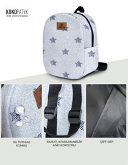 White Denim Pattern Toddler Backpack – Small Size Kids Backpack for Ages 1–3, Daycare Bag