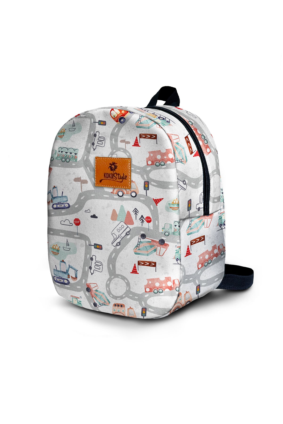 Big Adventure in Traffic Pattern Toddler Backpack – Small Size Kids Backpack for Ages 1–3, Daycare Bag