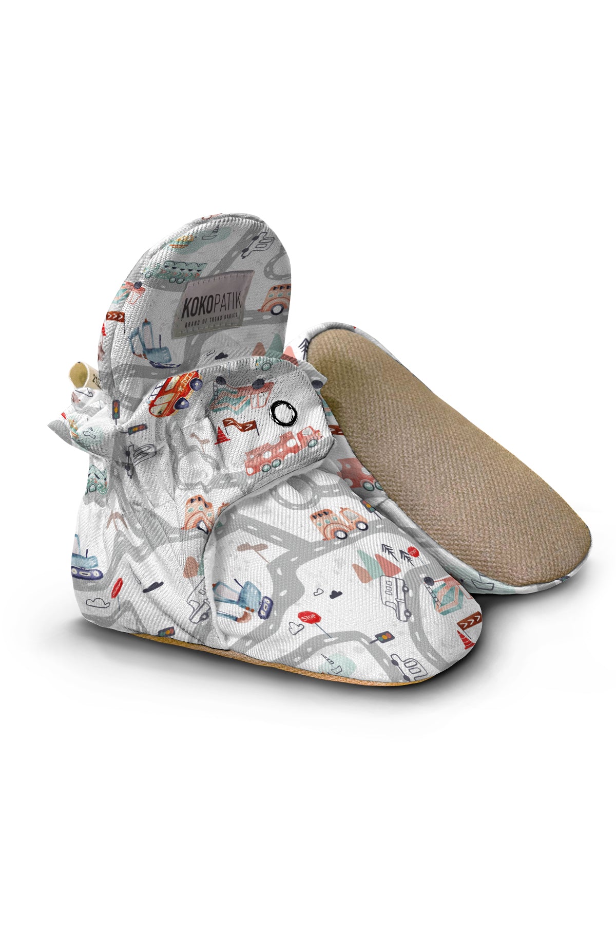 Big Traffic Adventure Baby Booties – Non-Slip Cotton Slippers for Little Drivers
