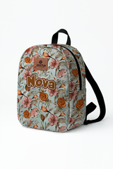 Bohemian Floral Pattern Personalized Toddler Backpack – Small Size Kids Backpack for Ages 1–3, Daycare Bag