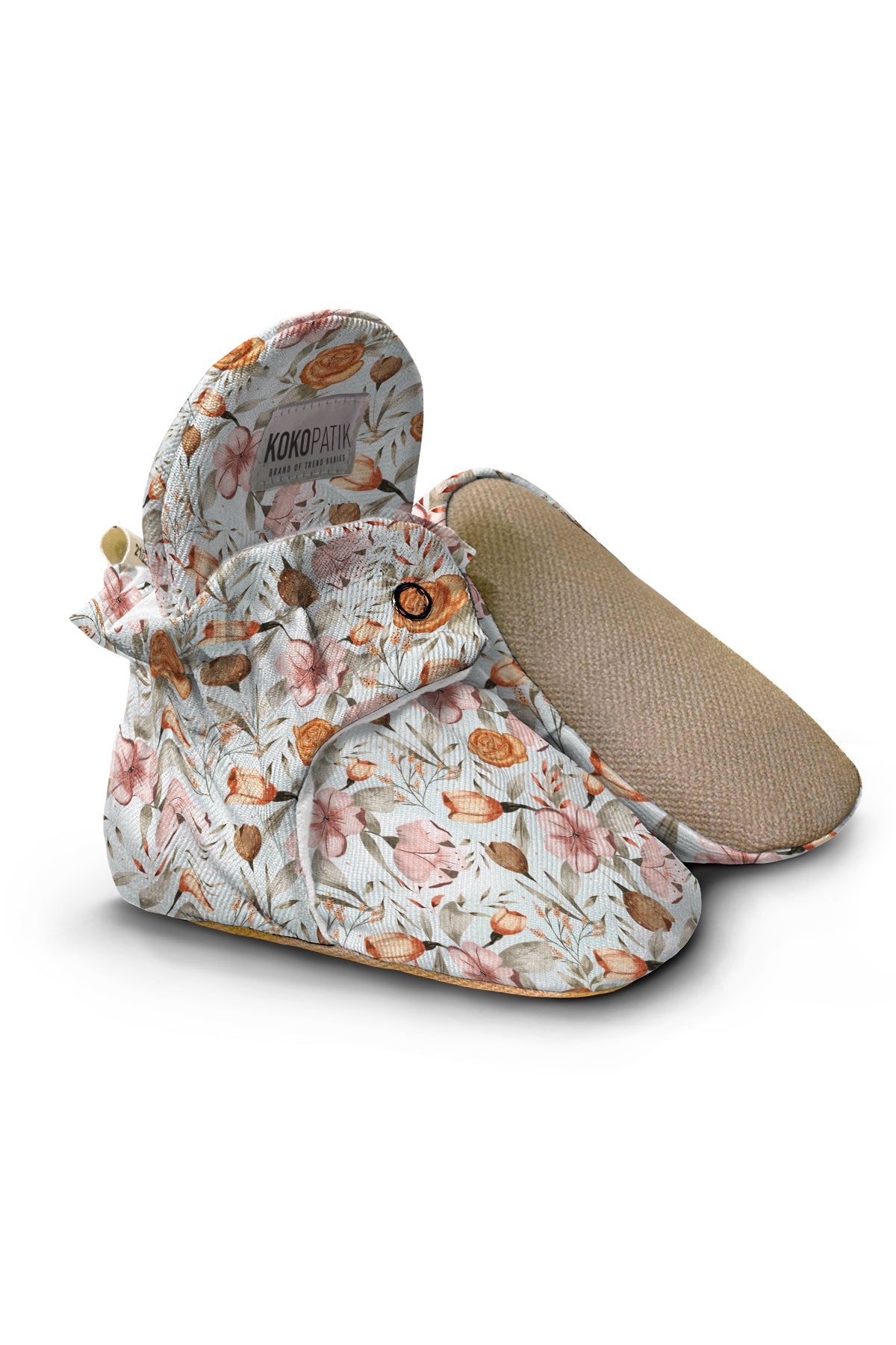 Boho Floral Baby Booties – Soft Organic Cotton Slippers with Non-Slip Sole