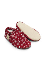 Kokopatik Organic Cotton Baby Booties – Non-Slip Sole, Newborn Booties, Home & Nursery Shoes, Burgundy Snow Pattern Booties