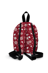 Burgundy Snow Pattern Preschool Backpack – Medium Size Kids Backpack for Ages 3–5, Daycare Bag