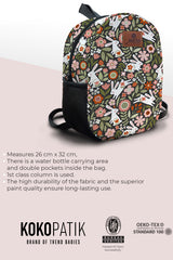 Floral Bunny Pattern Preschool Backpack – Medium Size Kids Backpack for Ages 3–5, Daycare Bag