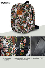 Floral Bunny Pattern Toddler Backpack – Small Size Kids Backpack for Ages 1–3, Daycare Bag