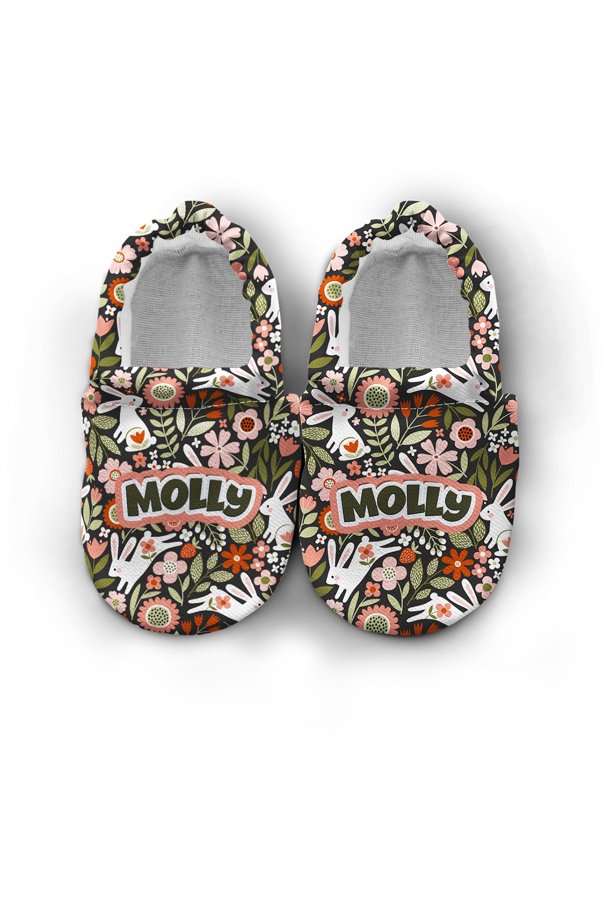 Make It Yours – Personalized Flowered Rabbit Booties for Babies | Non-Slip, Organic Cotton, First Step Shoes