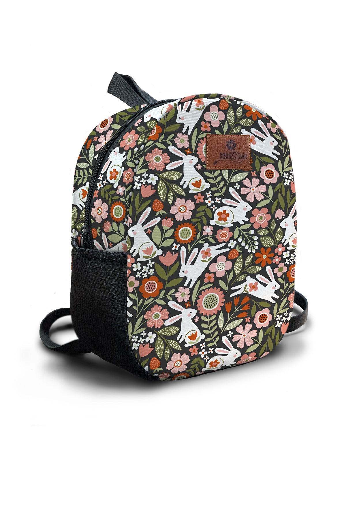 Floral Bunny Pattern Preschool Backpack – Medium Size Kids Backpack for Ages 3–5, Daycare Bag