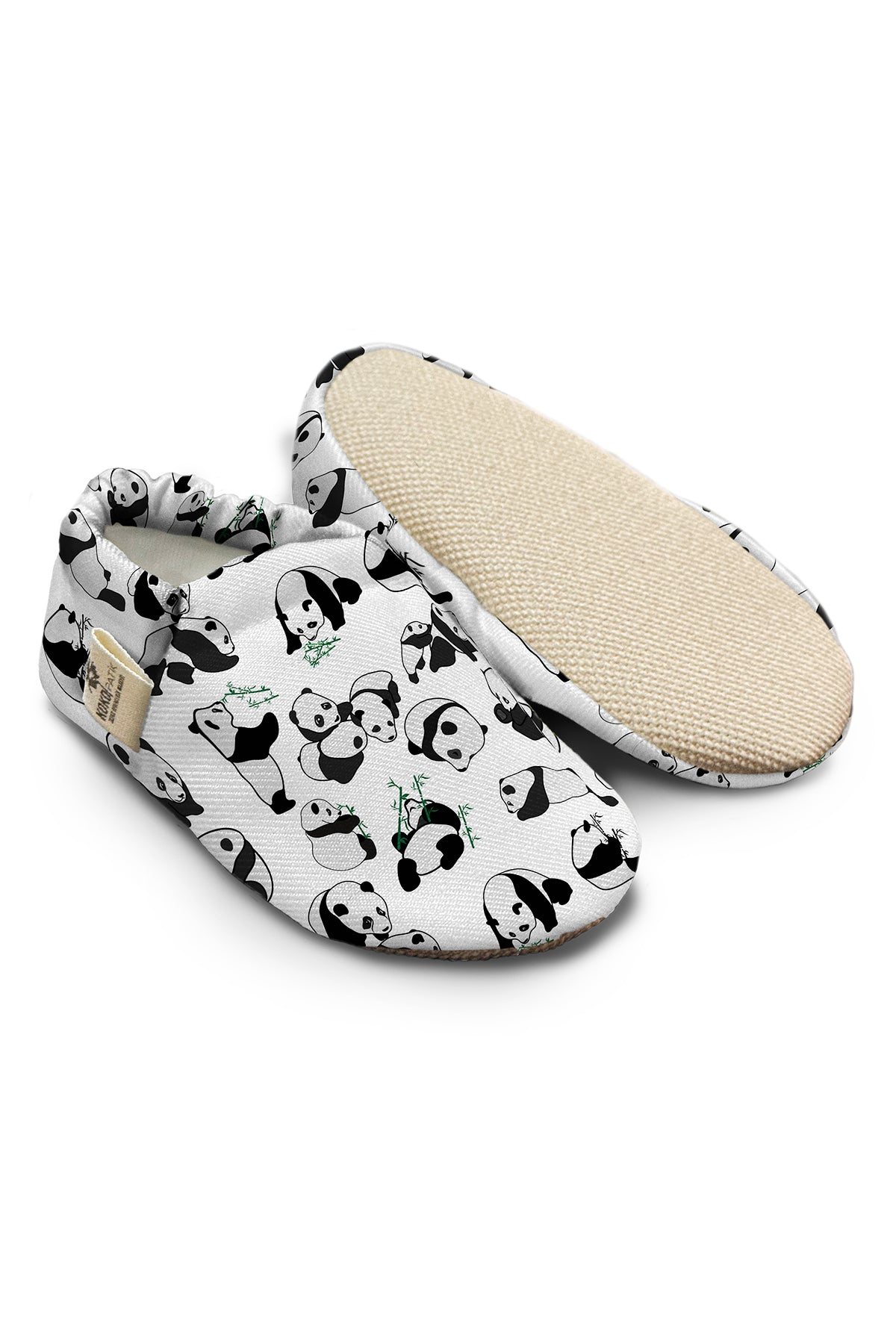 Kokopatik, Non-Slip Sole, Organic Cotton Lined Home Slippers, First Step Shoes, Crazy Panda Patterned Slippers