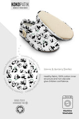 Kokopatik, Non-Slip Sole, Organic Cotton Lined Home Slippers, First Step Shoes, Crazy Panda Patterned Slippers