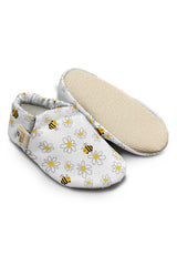 Kokopatik, Organic Cotton Baby Booties, Non-Slip Sole, Newborn Booties, Home Nursery Shoes, Daisy Pattern Booties