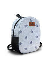 White Denim Pattern Preschool Backpack – Medium Size Kids Backpack for Ages 3–5, Daycare Bag