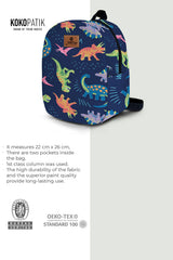 Dino Pattern Toddler Backpack – Small Size Kids Backpack for Ages 1–3, Daycare Bag
