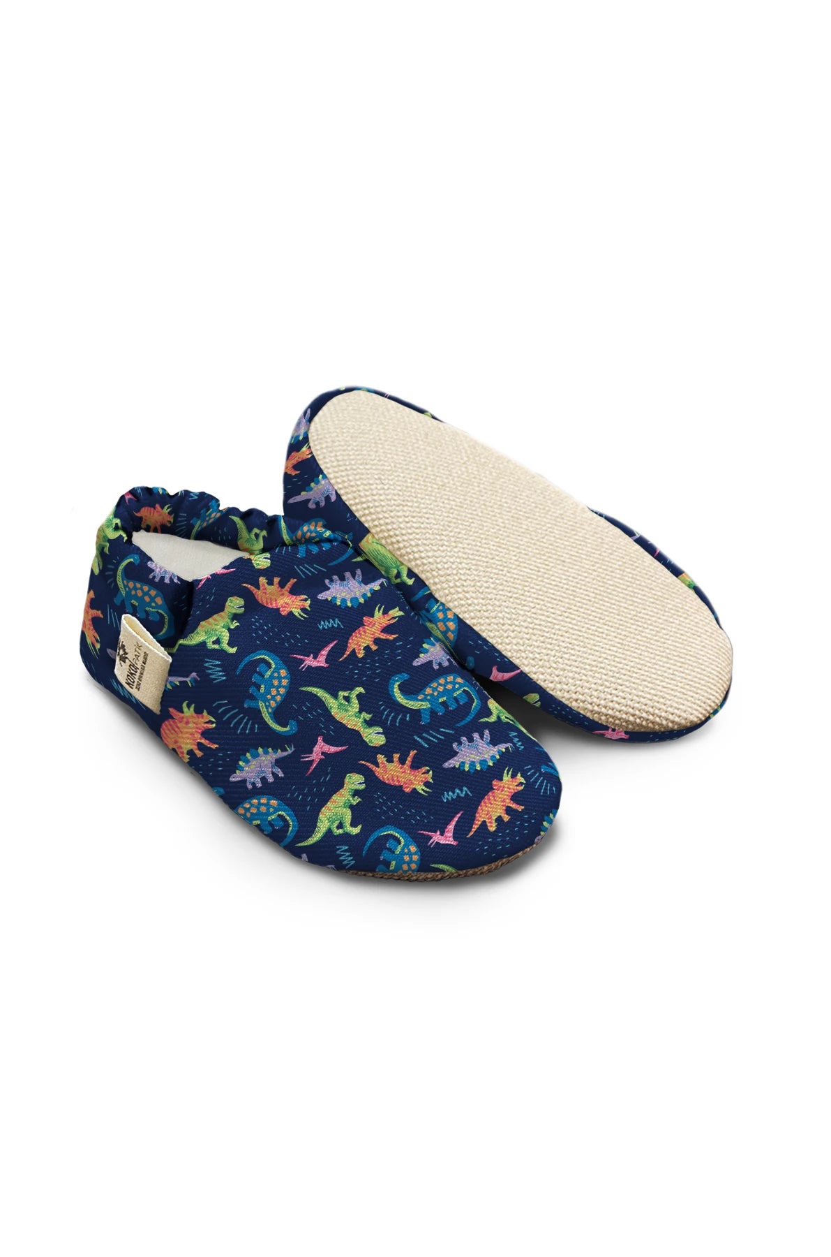 Kokopatik Organic Cotton Baby Booties – Non-Slip Sole, Newborn Booties, Home & Nursery Shoes, Dino Pattern Booties