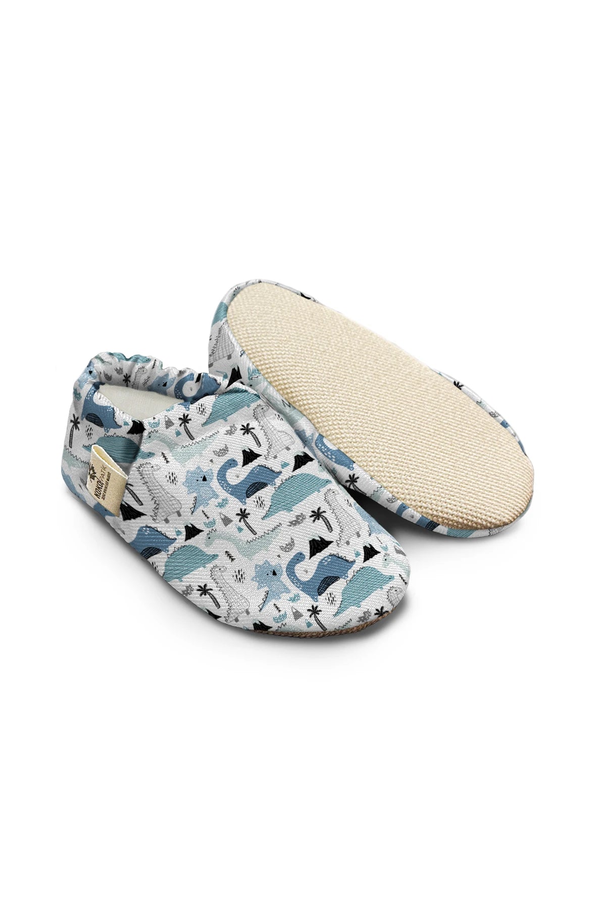 Kokopatik Organic Cotton Baby Booties – Non-Slip Sole, Newborn Booties, Home & Nursery Shoes, Dinosaur Pattern Booties