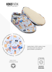 Kokopatik Organic Cotton Baby Booties, Non-Slip Sole, Newborn Shoe, Indoor/Creche Footwear,Friends