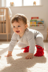 Red Fleece Baby Slippers – Soft & Safe First Step Shoes