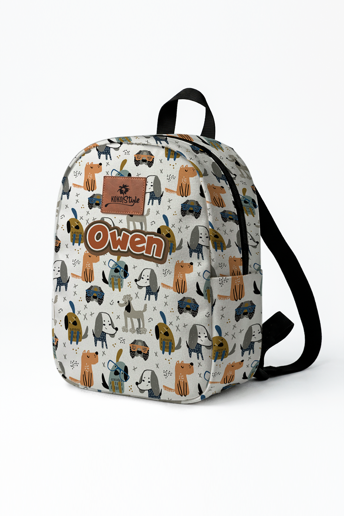 Dog with Glasses Pattern Personalized Toddler Backpack – Small Size Kids Backpack for Ages 1–3, Daycare Bag