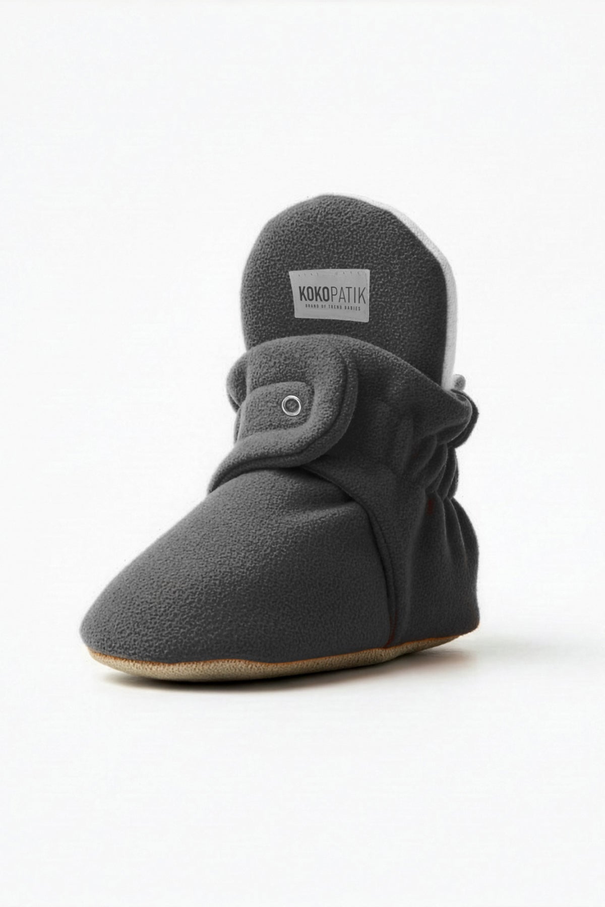 Gray Fleece Baby Booties – Soft, Non-Slip Indoor Slippers for Babies