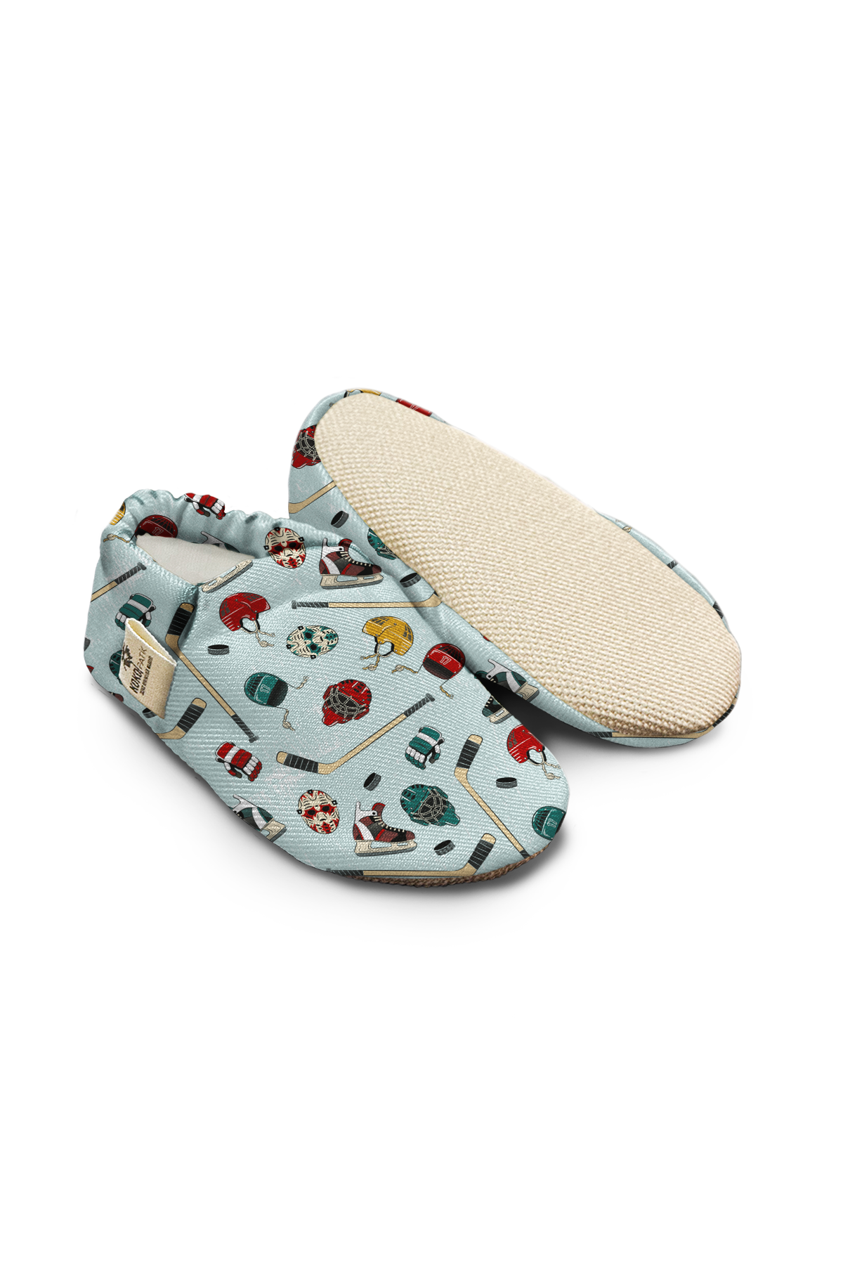 Kokopatik Organic Cotton Baby Booties, Non-Slip Sole, Newborn Shoe, Indoor/Creche Footwear,Hockey