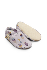 Kokopatik Organic Cotton Baby Booties, Non-Slip Sole, Newborn Shoe, Indoor/Creche Footwear, Ice Cream