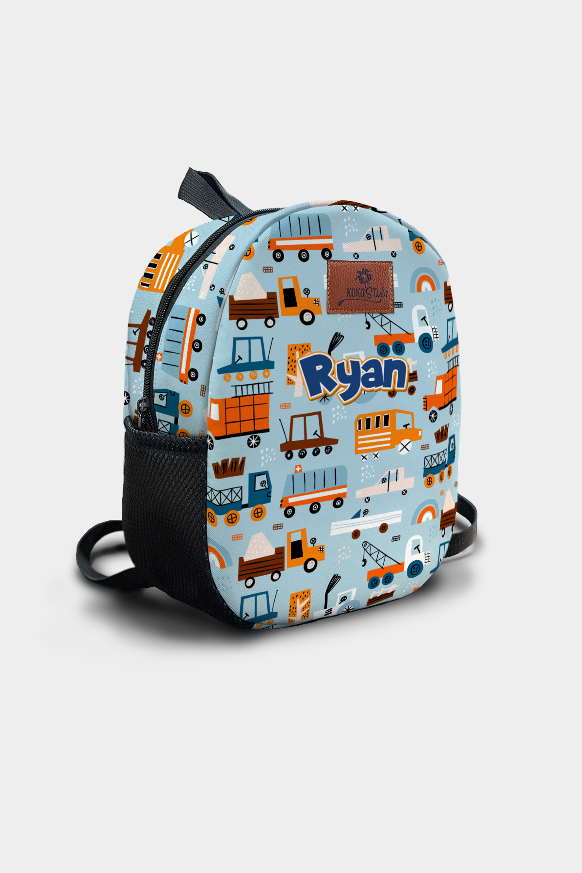Construction Vehicles Pattern Personalized Backpack – Medium Size Kids Backpack for Ages 3–6, Daycare Bag