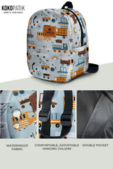 Construction Vehicles Pattern Toddler Backpack – Small Size Kids Backpack for Ages 1–3, Daycare Bag