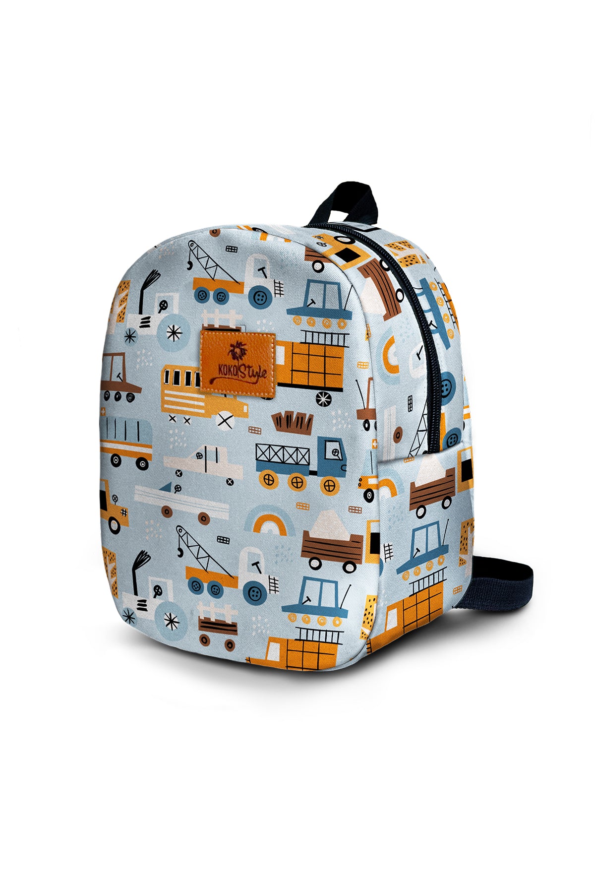 Construction Vehicles Pattern Toddler Backpack – Small Size Kids Backpack for Ages 1–3, Daycare Bag