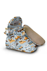 Construction Vehicles Baby Booties – Durable Non-Slip Cotton Slippers for Little Builders