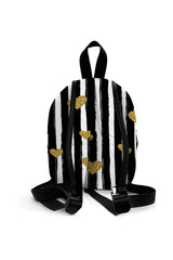Black & White Heart Pattern Preschool Backpack – Medium Size Kids Backpack for Ages 3–5, Daycare Bag