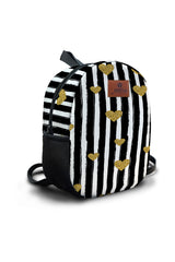 Black & White Heart Pattern Preschool Backpack – Medium Size Kids Backpack for Ages 3–5, Daycare Bag