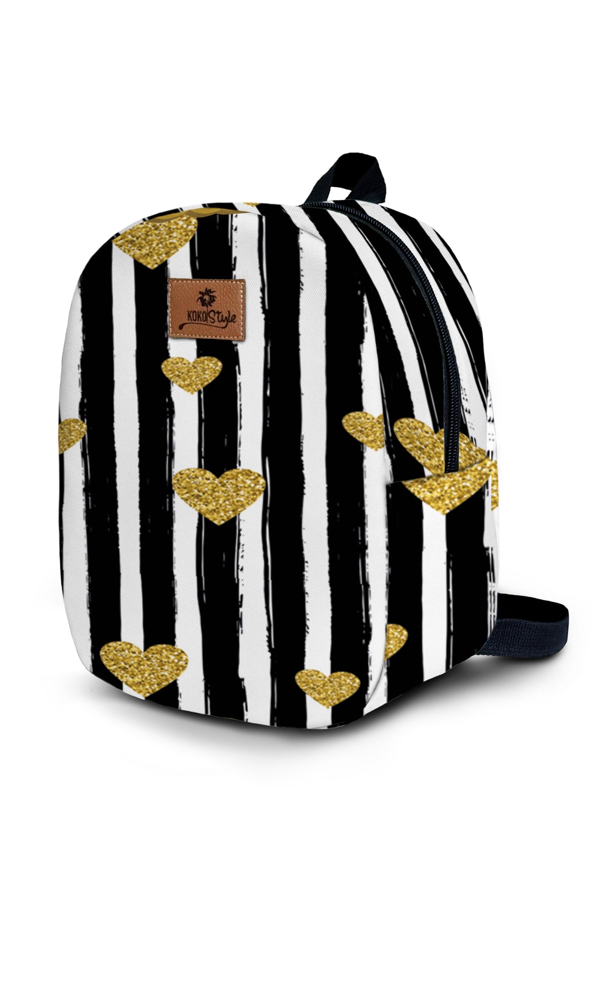 Black & White Heart Pattern Toddler Backpack – Small Size Kids Backpack for Ages 1–3, Daycare Bag