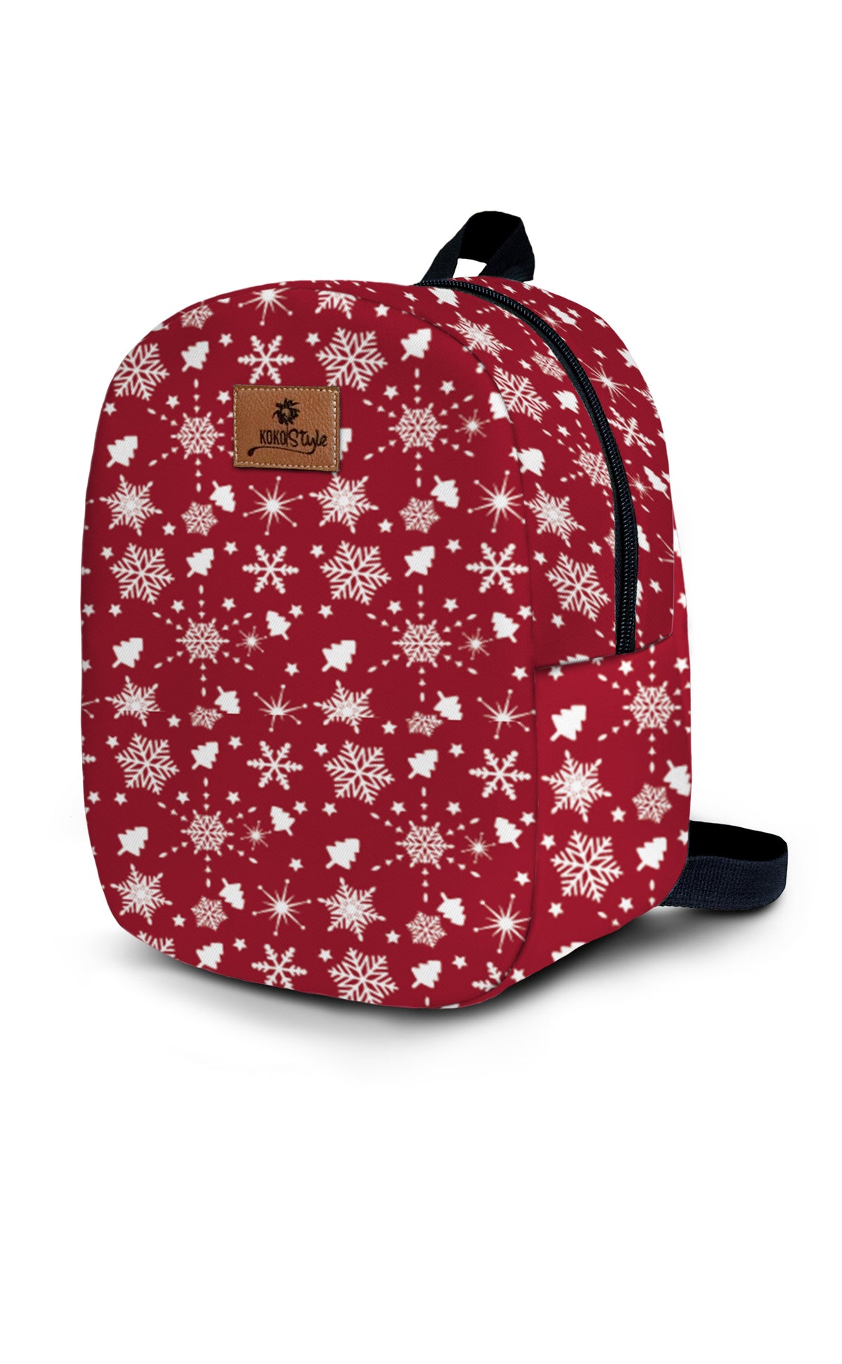 Burgundy Snow Pattern Toddler Backpack – Small Size Kids Backpack for Ages 1–3, Daycare Bag