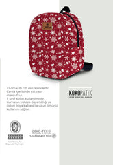 Burgundy Snow Pattern Toddler Backpack – Small Size Kids Backpack for Ages 1–3, Daycare Bag