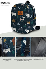 Winter Animals Pattern Toddler Backpack – Small Size Kids Backpack for Ages 1–3, Daycare Bag