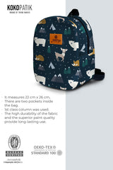 Winter Animals Pattern Toddler Backpack – Small Size Kids Backpack for Ages 1–3, Daycare Bag