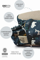 Kokopatik, Non-Slip Sole, Organic Cotton Lined Home Slippers, First Step Shoes, Winter Animals Patterned Slippers
