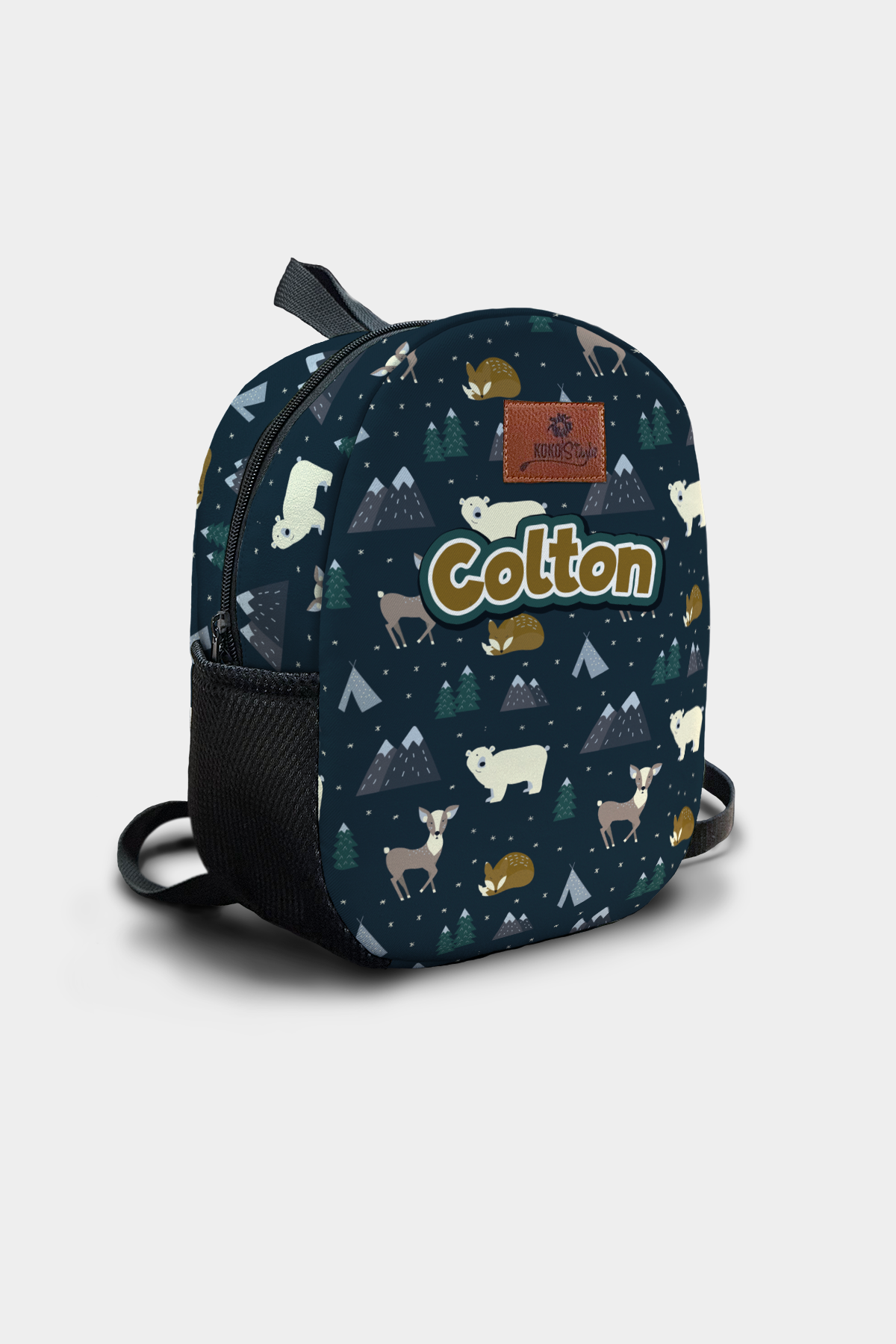 Winter Animals Pattern Personalized Backpack – Medium Size Kids Backpack for Ages 3–6, Daycare Bag