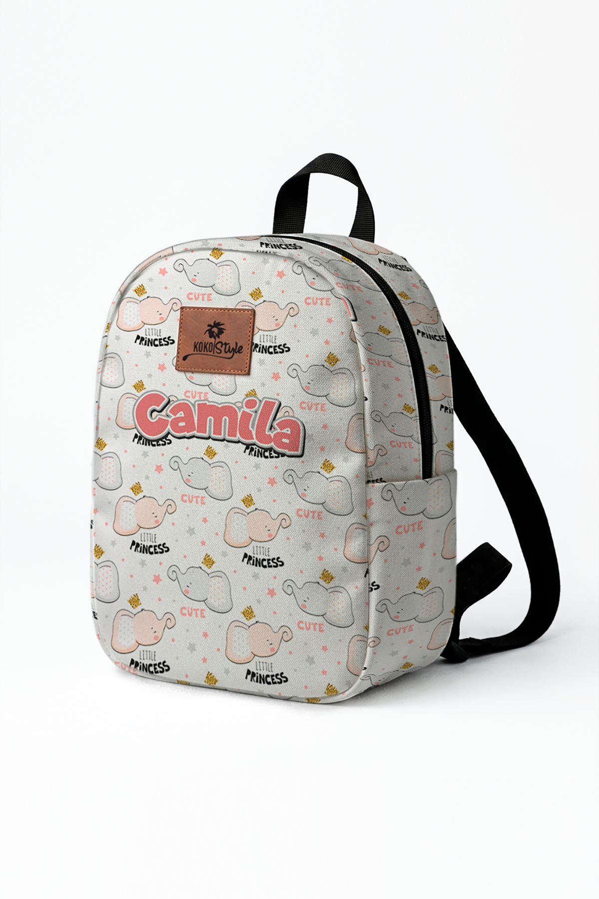 Little Elephant Pattern Personalized Toddler Backpack – Small Size Kids Backpack for Ages 1–3, Daycare Bag