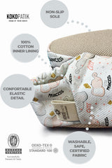 Kokopatik, Non-Slip Sole, Organic Cotton Lined Home Slippers, First Step Shoes, Little Elephant Patterned Slippers