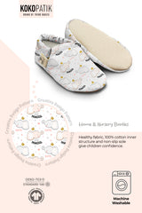 Kokopatik, Non-Slip Sole, Organic Cotton Lined Home Slippers, First Step Shoes, Little Elephant Patterned Slippers
