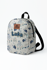 Blue Ocean Adventure Pattern Personalized Toddler Backpack – Small Size Kids Backpack for Ages 1–3, Daycare Bag