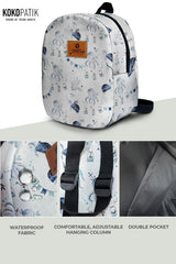 Blue Ocean Adventure Pattern Toddler Backpack – Small Size Kids Backpack for Ages 1–3, Daycare Bag