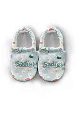 Make It Yours – Personalized Blue Swan Pattern Booties for Babies | Non-Slip, Cotton, Unisex