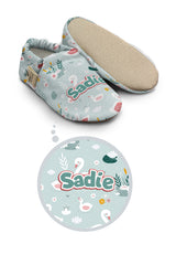 Make It Yours – Personalized Blue Swan Pattern Booties for Babies | Non-Slip, Cotton, Unisex