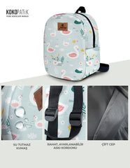 Blue Swan Pattern Toddler Backpack – Small Size Kids Backpack for Ages 1–3, Daycare Bag