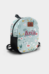 Blue Swan Pattern Personalized Backpack – Medium Size Kids Backpack for Ages 3–6, Daycare Bag